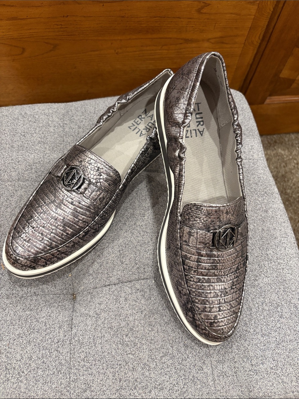 Naturalizer Metallic Pewter Slip-On Loafers for women